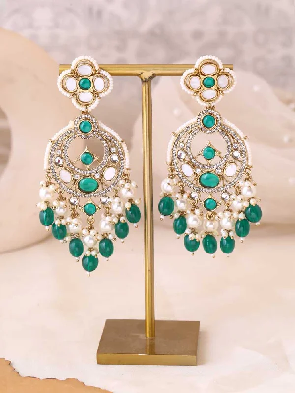 women gemstone earrings -Emerald Ishika Chaandbalis