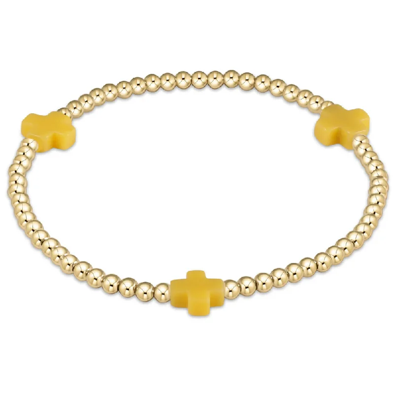 women men’s bracelets -enewton 5.5" egirl Signature Cross Gold Pattern 3mm Bead Bracelet - Canary