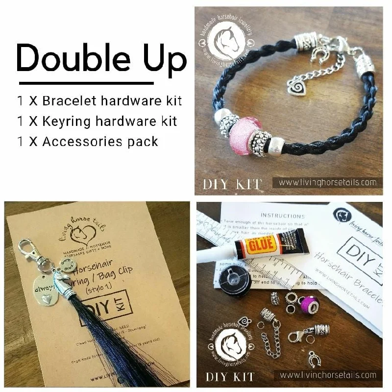 women beaded bangles -DIY Double Up Kit - Make Your Own Horsehair Bracelet and Key Ring / Bag Clip