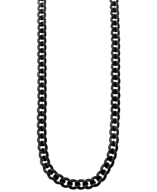 women dainty necklaces -Sutton Stainless Steel Black Curb Link Chain Necklace