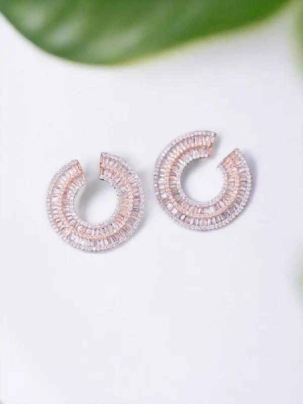 women minimalist earrings -Rose gold Fernanda Zirconia Hoops