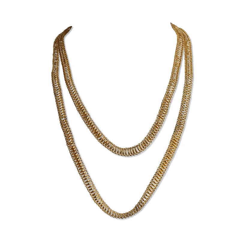 women rhinestone necklaces -Georgian Long Chain 18K Gold Necklace