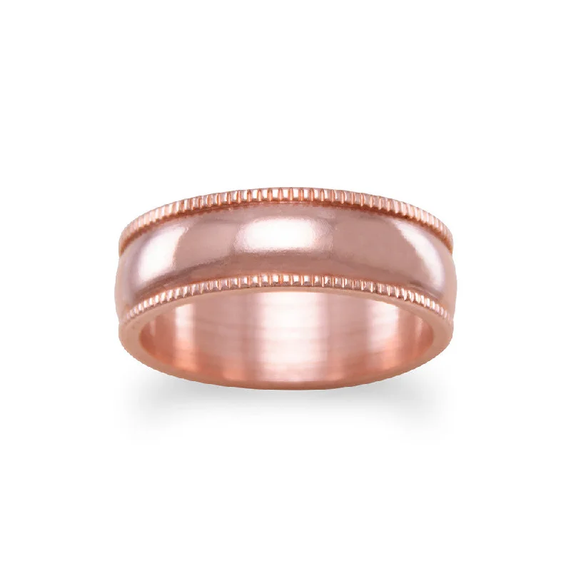 women luxury rings -AzureBella Jewelry Copper Band Ring with Milgrain Design 6mm Made in the USA