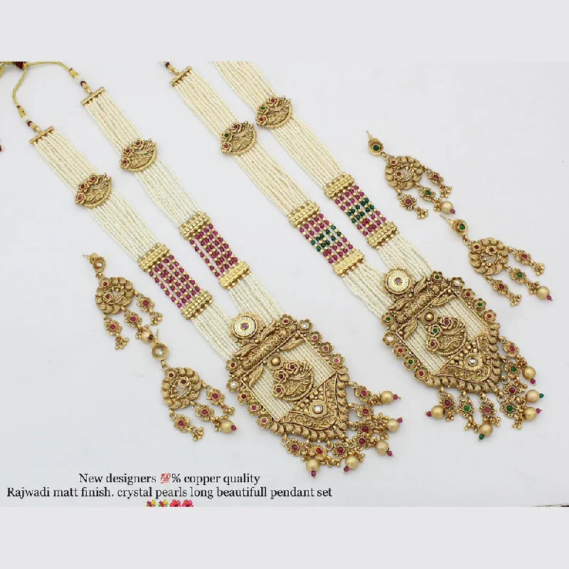 women unique pendant necklaces -Manisha Jewellery Gold Plated Long  Moti Necklace Set