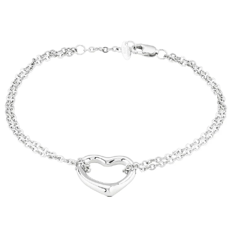 women bangles -Sterling Silver Open Heart Bracelet