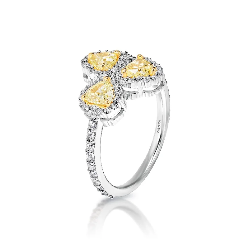 women matching wedding rings and engagement rings -Aniyah 2 Carat Yellow Combine Mix Shape Diamond Engagement Ring in 14k White Gold By Mike Nekta