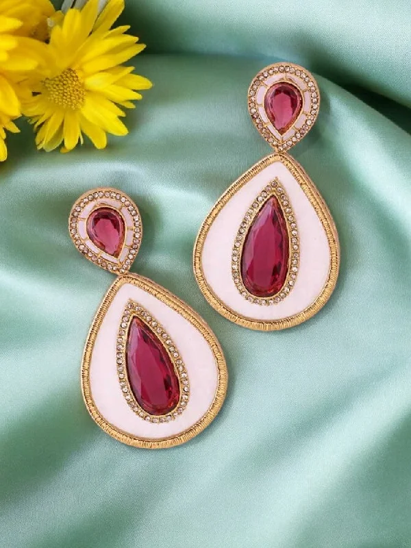 women statement stud earrings -Wine Brishti Danglers