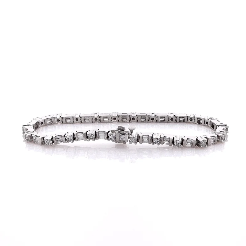 women elastic bracelets -Estate Platinum Diamond Bracelet