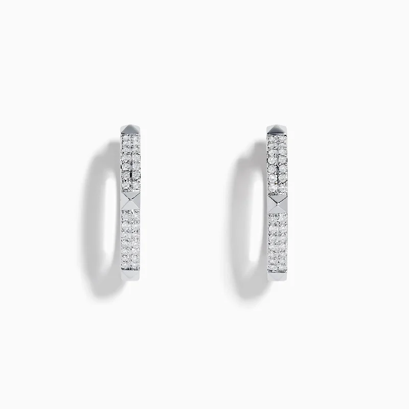 women sparkling earrings -Pave Classica 14K White Gold Diamond Hoop Earrings