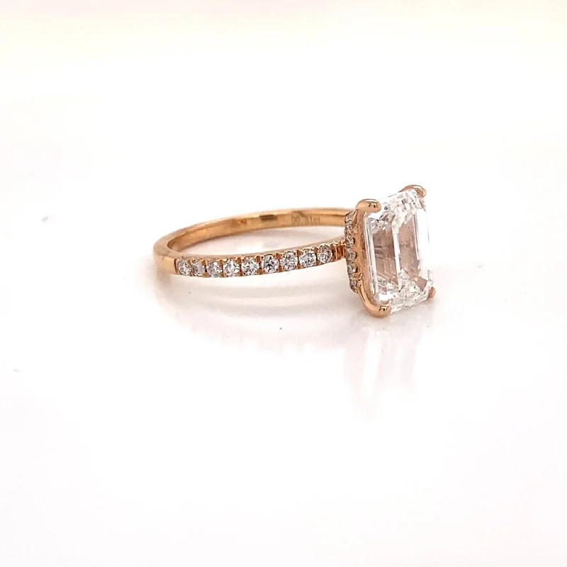 women one-of-a-kind engagement rings -3 Carat Emerald Cut Lab Grown Diamond Engagement Ring Sidestones  IGI Certified