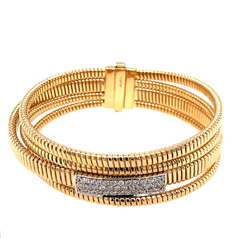 women adjustable bracelets -18k Gold Pave Diamond Four Strand Bangle Bracelet