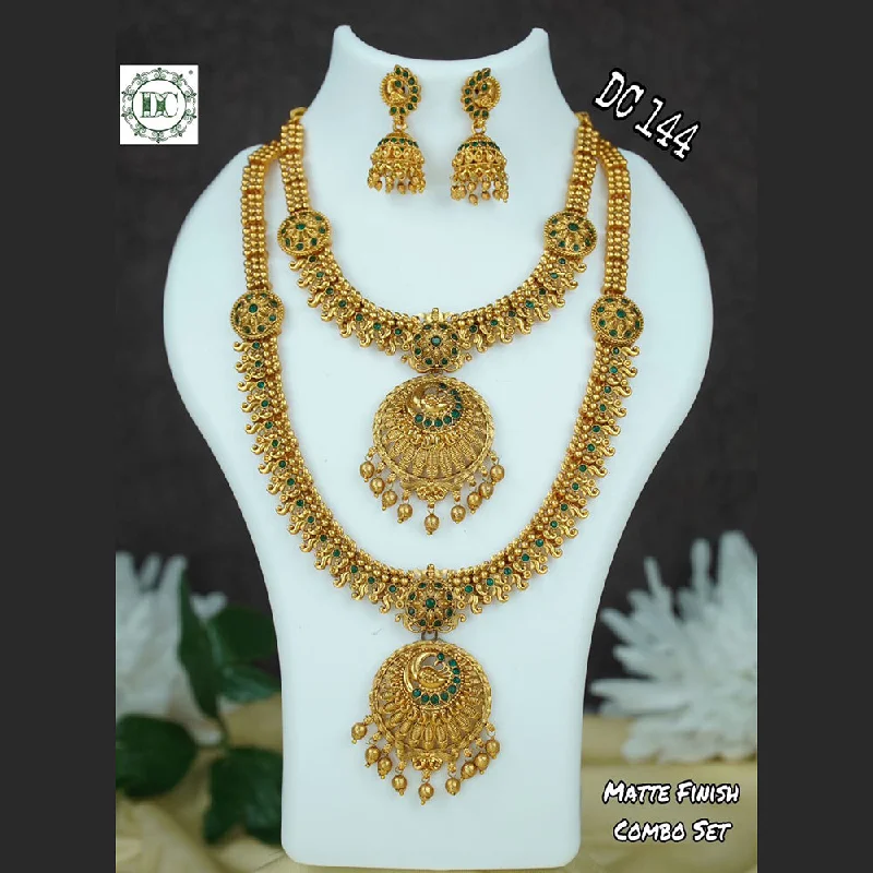 women vintage style necklaces -Diksha Collection Gold Plated Combo Set