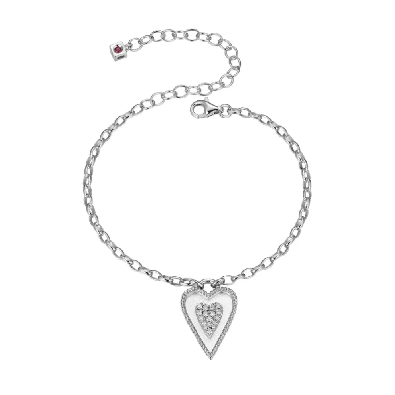 women pearl bracelets -Elle "Long Love" Bracelet with CZ Heart Charm