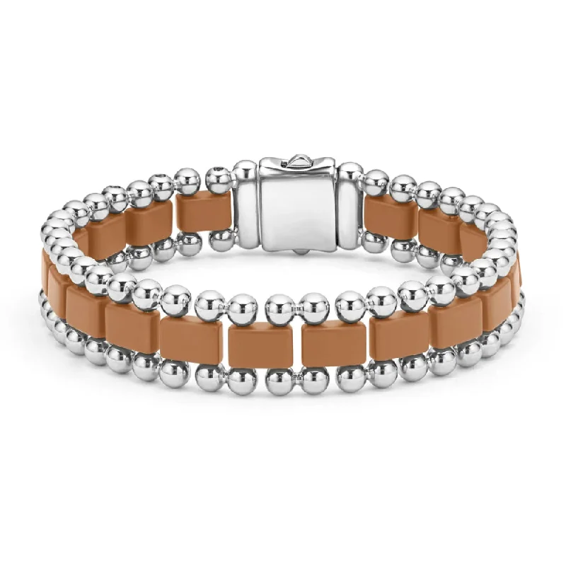 women chic bracelets -Lagos Anthem Matte Tan Ceramic Link Bracelet