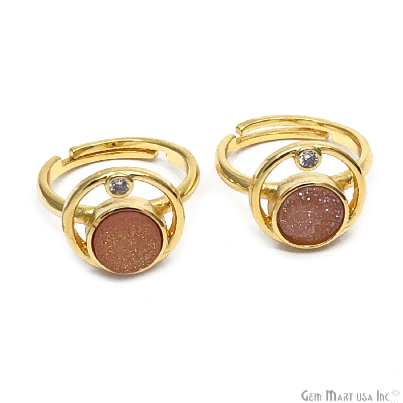 women oval-shaped rings -Orbit Druzy Gemstone Adjustable Ring (Pick Your Gemstone)