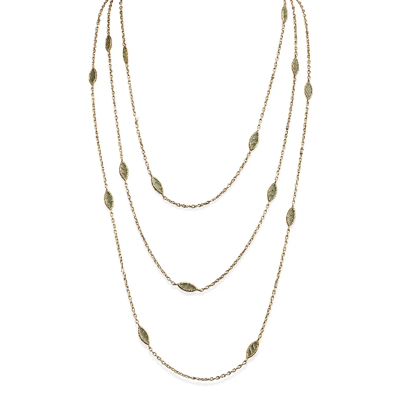 women fashion-forward necklaces -French Art Nouveau 18K Gold and Plique-à-jour Enamel Longchain Necklace