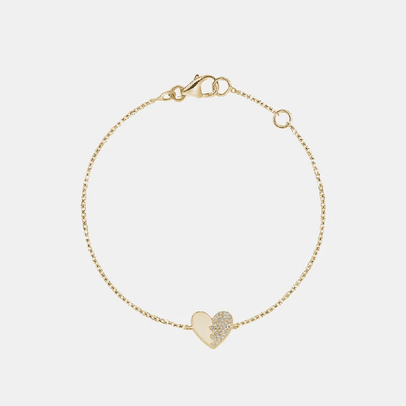 women rose gold bracelets -Half Pavé Heart Bracelet