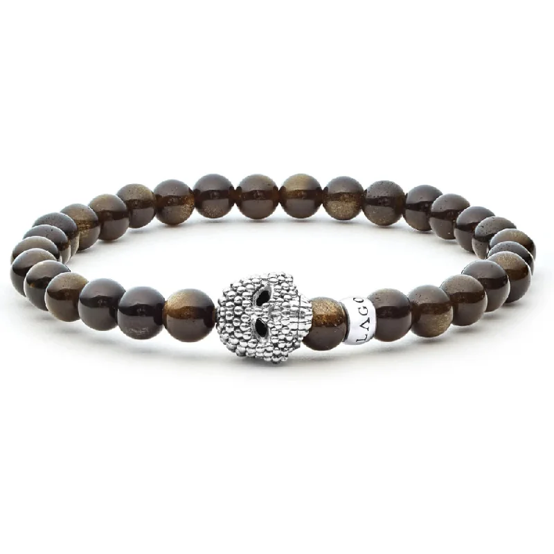 women men’s bracelets -Lagos Anthem Golden Obsidian Skull Bracelet