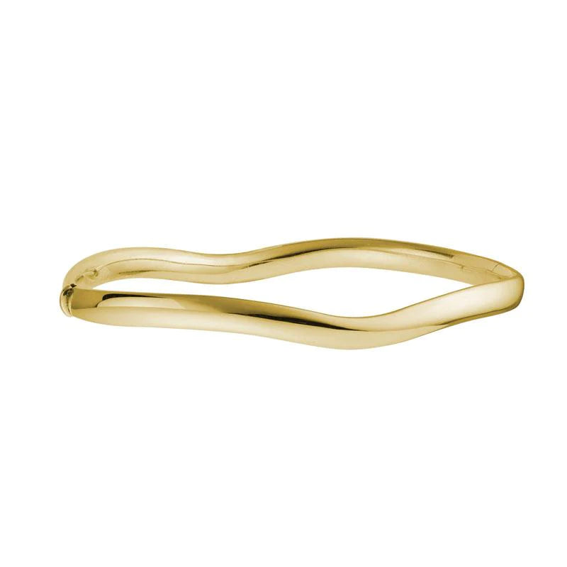 women timeless bracelets -14K Yellow Gold Wave Hinged Bangle Bracelet