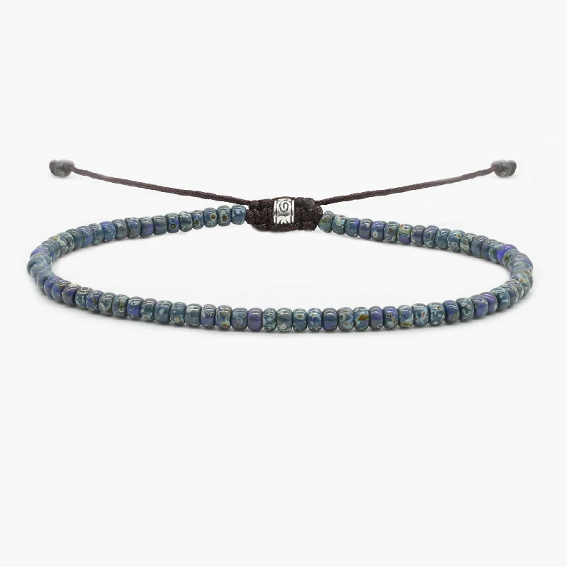 women gold tennis bracelets -2mm Glass Beads Bracelet (Dyed blue)