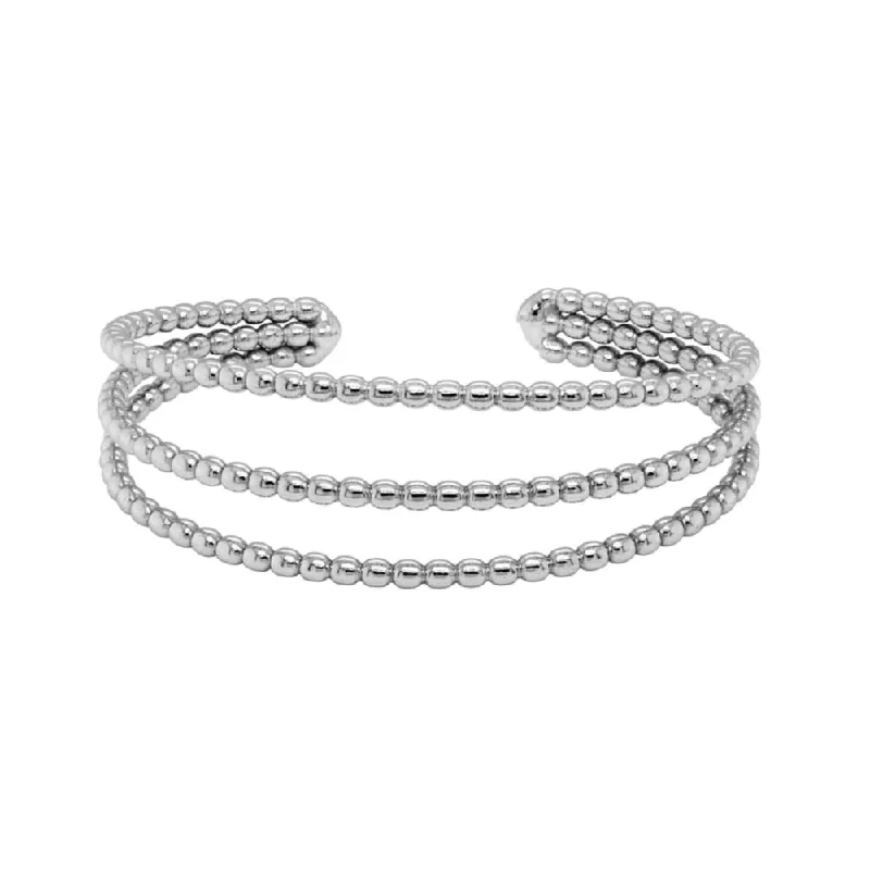 women contemporary bangles -Sterling Silver Beaded Cuff Bracelet