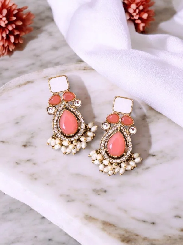 women gold earrings -Coral Nalini Danglers