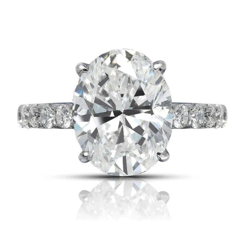 women floral engagement rings -ABBY 5 CARAT OVAL CUT F COLOR VS1 CLARITY DIAMOND ENGAGEMENT RING 18KW GIA CERTIFIED 4CT F VS1 BY MIKE NEKTA