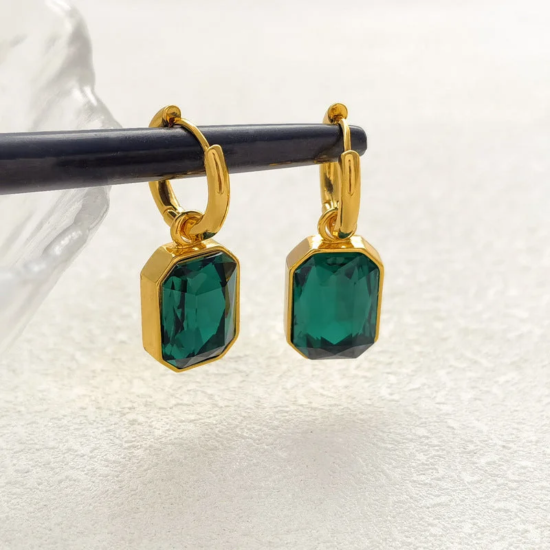 women statement stud earrings -Just Lil Things Green Hoop Earrings jlt11984