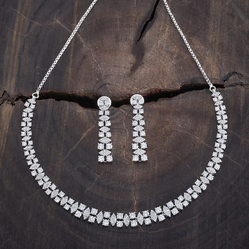 women luxurious silver necklaces -Zircon Necklace 175701