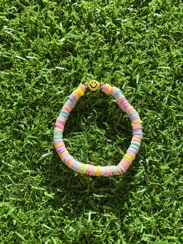 women beaded bangles -Joyful Pastel Smile Bracelet