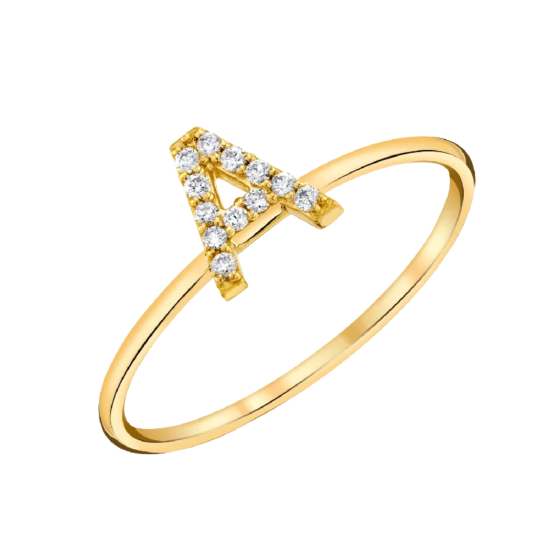 women wedding rings for women -Diamond Pave Letter Ring