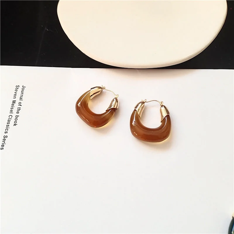 women wedding earrings -Just Lil Things  Brown Hoop Earrings jlt11281