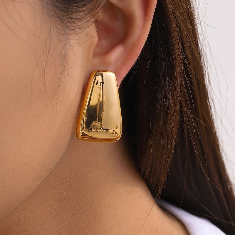 women modern stud earrings -Vintage Hinged Gold Huggie Earrings 12742