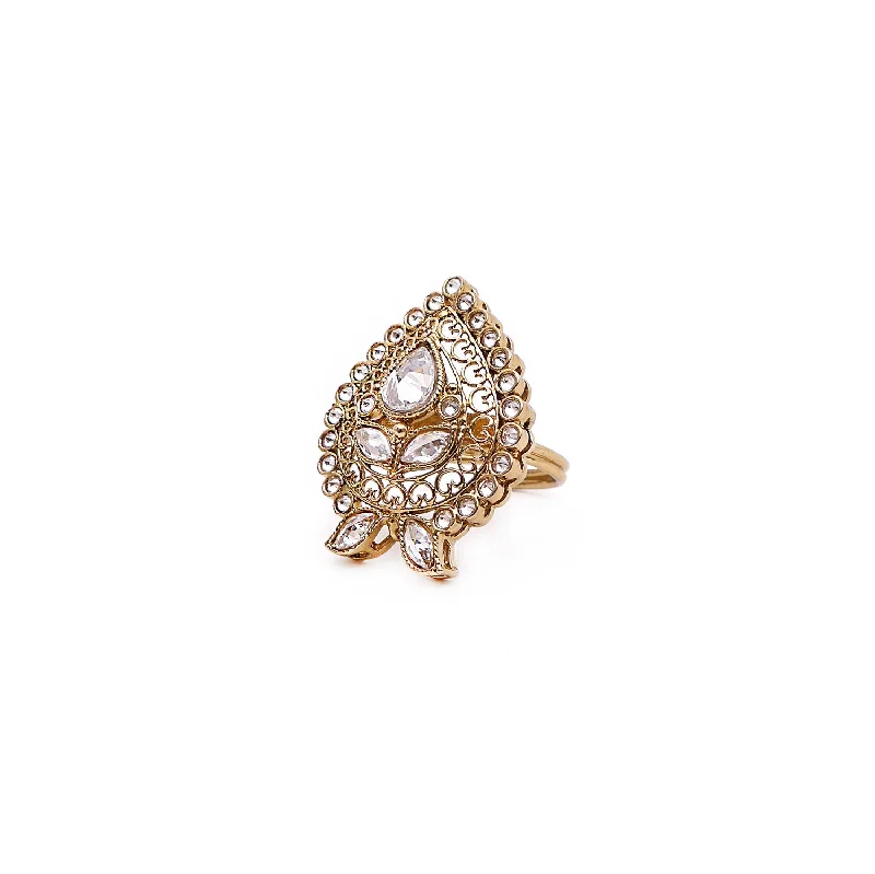 women engagement rings for women -Floral Filigree Ring in Antique Gold