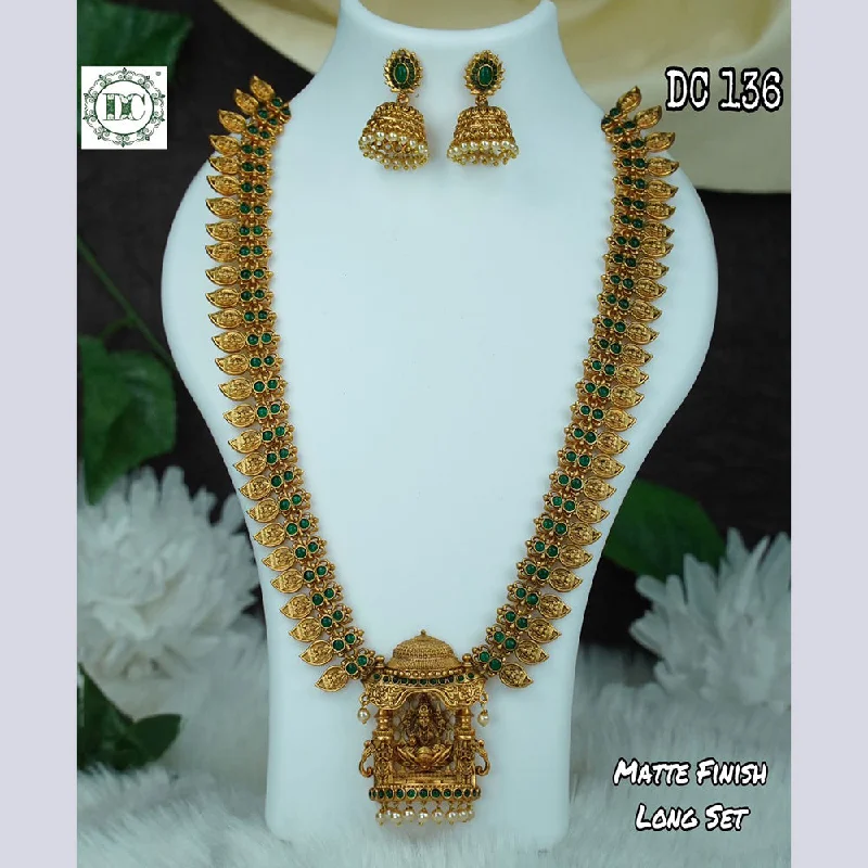 women layered gold necklaces -Diksha Collection Gold Plated Long Necklace Set