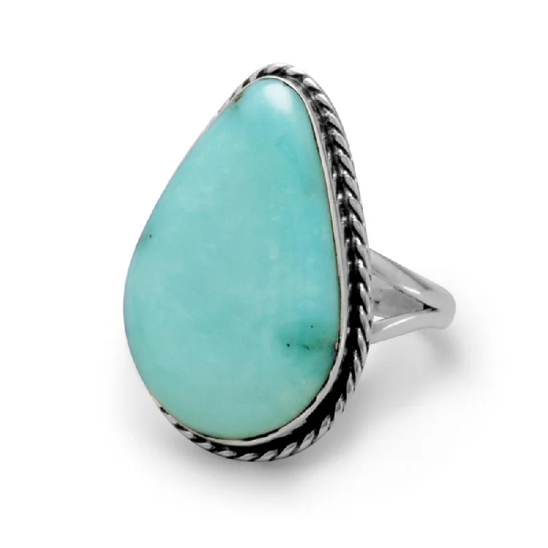 women heirloom rings -Large Stabilized Turquoise Ring Freeform Antiqued Sterling Silver, Sizes 6 to 9