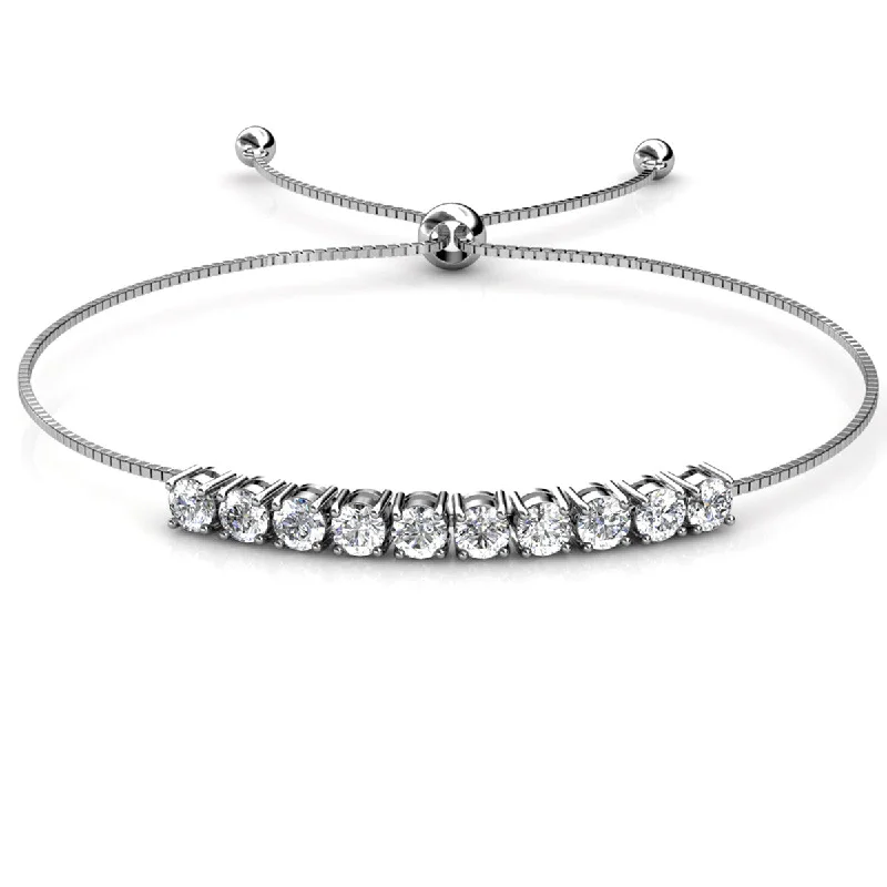 women silver plated bracelets -Cameron 18k White Gold Plated Bracelet with Swarovski Crystals