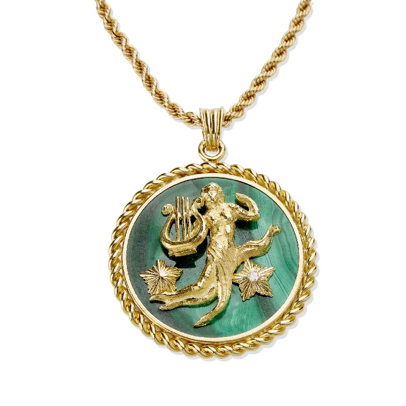 women silver necklaces -Van Cleef & Arpels Malachite and Diamond Virgo Zodiac Pendant