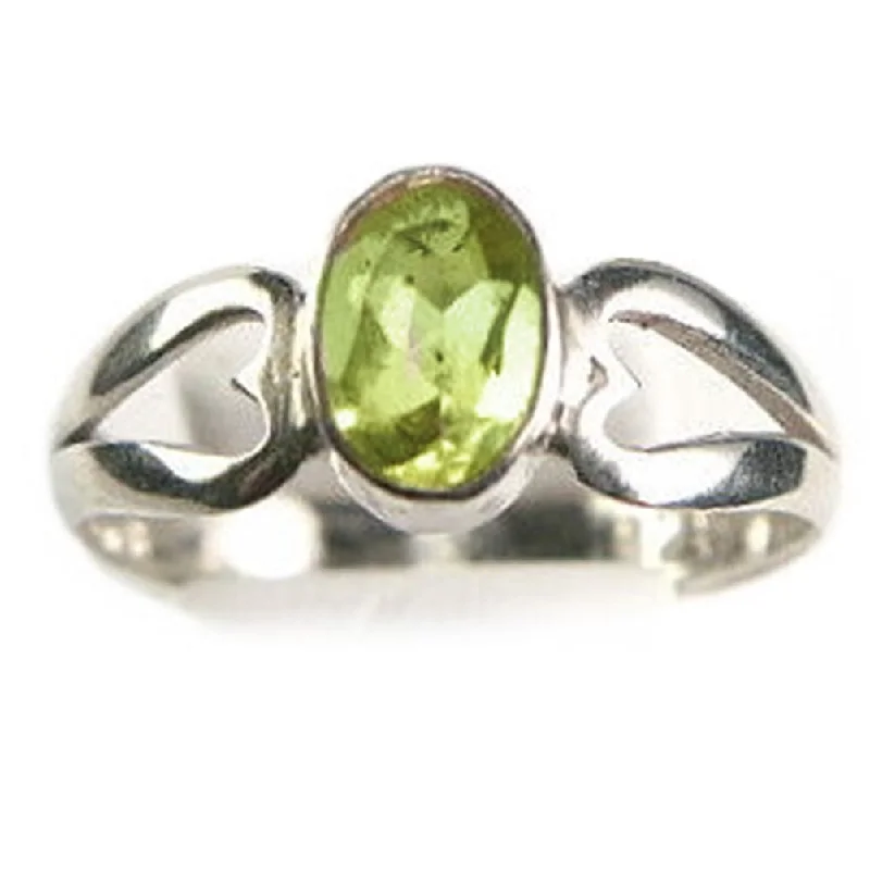 women wedding rings -Peridot Sweetheart Ring .95 CTW Sterling Silver, size 7