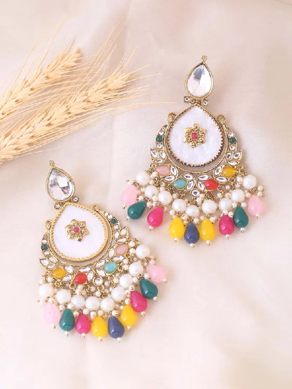 women gold plated earrings -Prismatic Amulya Chandbalis