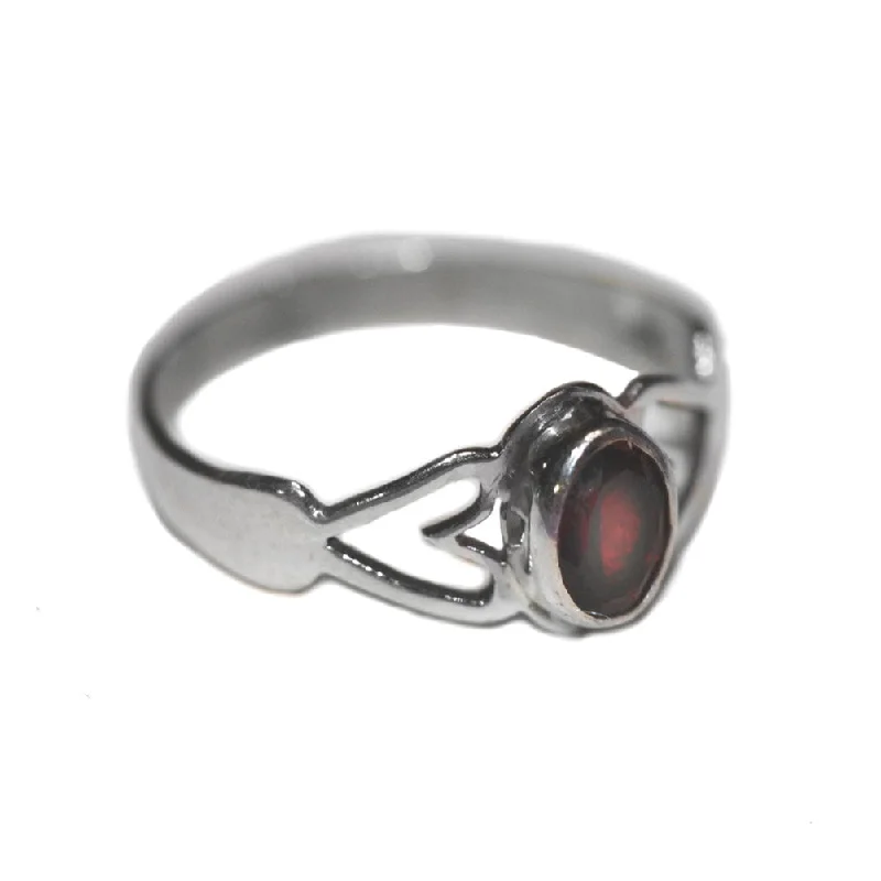 women custom engagement rings -Sweetheart Heart Red Garnet Ring with Oval Stone Sterling Silver Fair Trade, 9