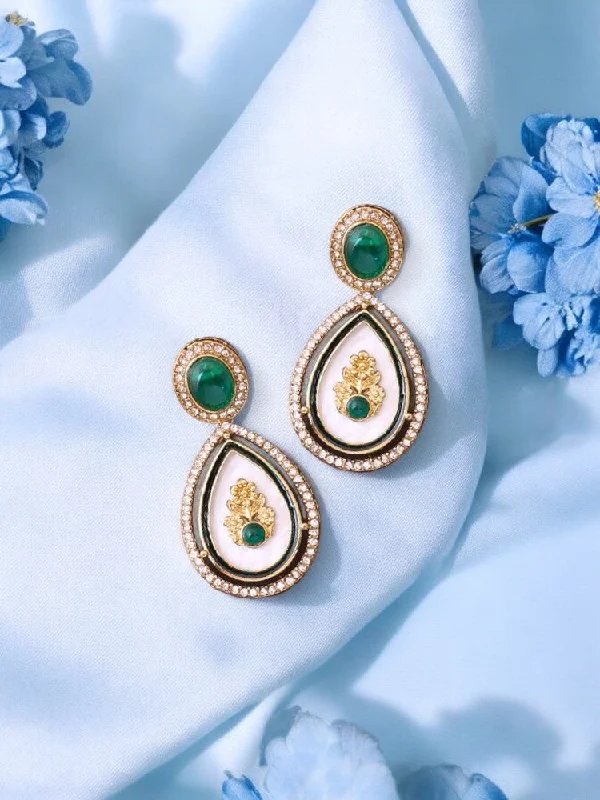 women silver stud earrings -Emerald Pritika Danglers