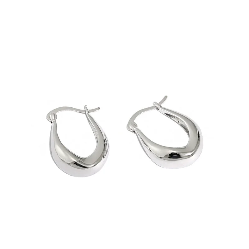 women silver hoop earrings -Sleek Silver Teardrop Hoops jlt11567