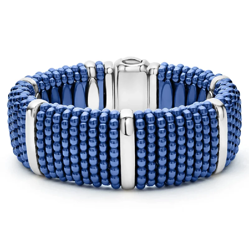 women custom bangles -Lagos Blue Caviar Silver Station Statement Ceramic Caviar Bracelet