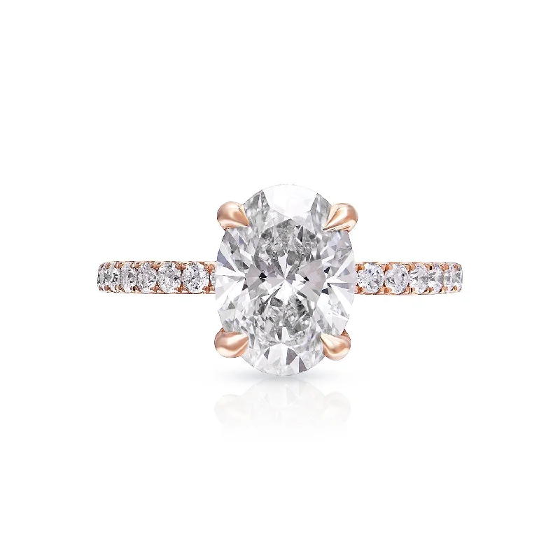 women oval cut engagement rings -LAILA 2 Carat Oval Cut Lab Grown Diamond Engagement Ring Rose Gold IGI Certified