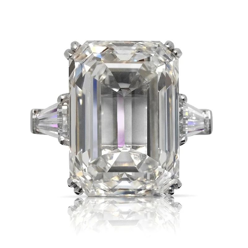 women platinum engagement rings -ALMA 18 CARAT EMERALD CUT I COLOR INTERNALLY FLAWLESS CLARITY DIAMOND ENGAGEMENT RING PLATINUM GIA CERTIFIED 17 CT I IF BY MIKE NEKTA