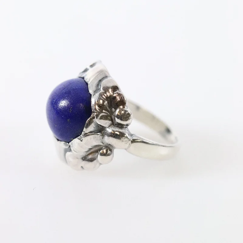 women rose gold rings -Vintage Georg Jensen Jewelry | Art Nouveau Lapis Lazuli Ring 11A