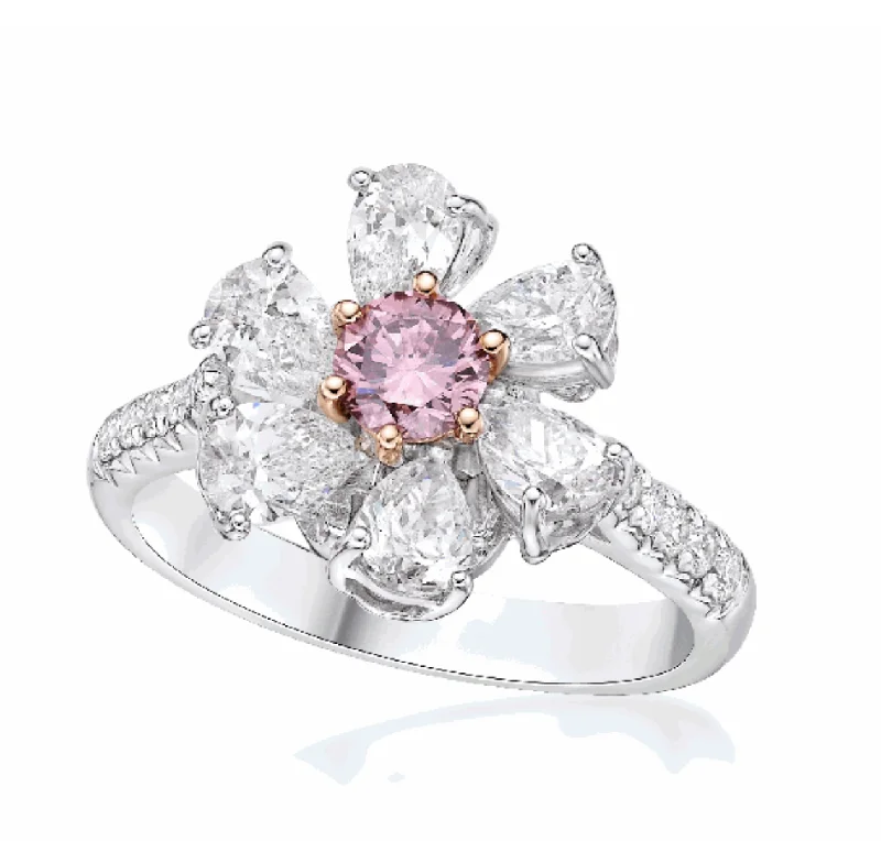 women rose gold diamond engagement rings -BLOOM 2 Carat Pear Shaped Petals Fancy Pink Diamond Engagement Ring GIA Certified X CT TY CL by Mike Nekta NYC